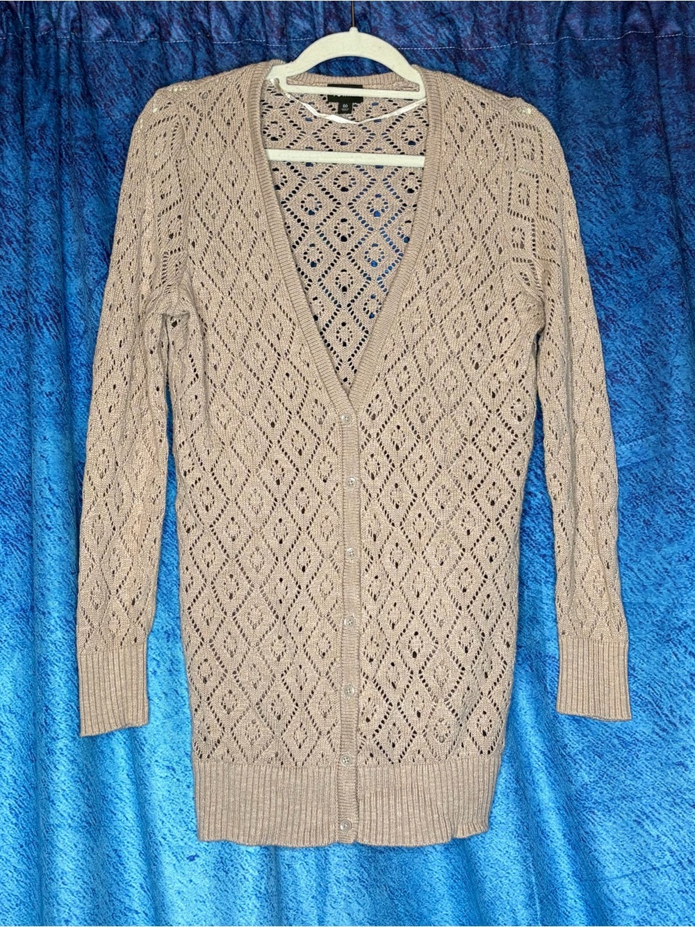 torrid Beige Openwork V-Neck Button Cardigan